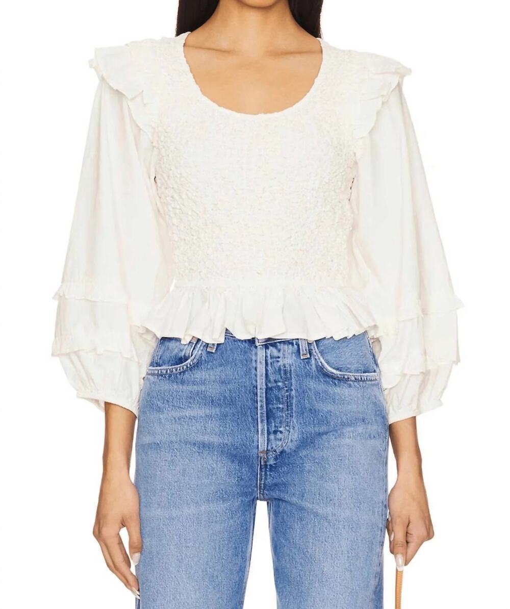 NWT Cleobella Veronika Long Sleeve Blouse Organic Cotton Boho Ivory Small